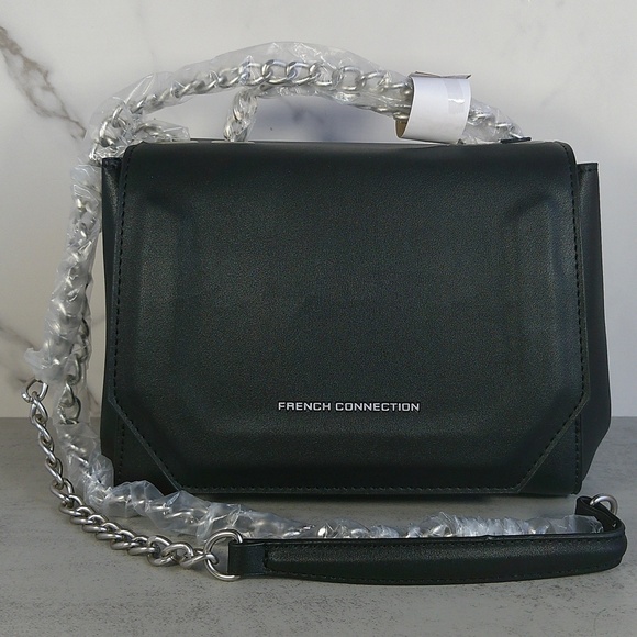 French Connection Darcy Crossbody Black NWT 2 Way Shoulder Bag Purse - Picture 6 of 8
